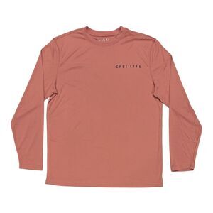 Salt Life Men's Long Sleeve Regular Fit Lightweight Crew Neck UV Logo Tee - Red